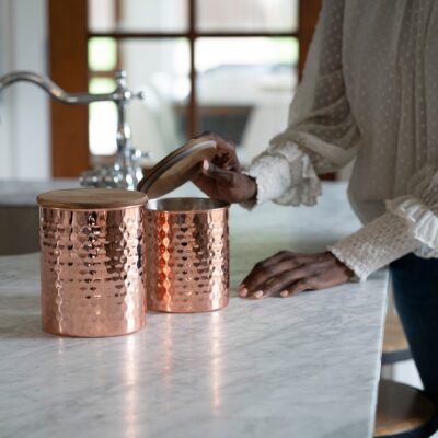 Hammered Copper Canisters Large