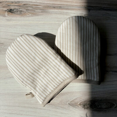 Tan Striped Mini Oven Mitt (Set of 2)