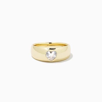 Diamond Heart Dome Ring