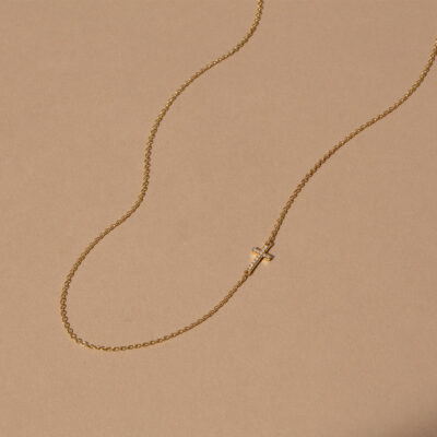 Side Cross Vermeil Necklace